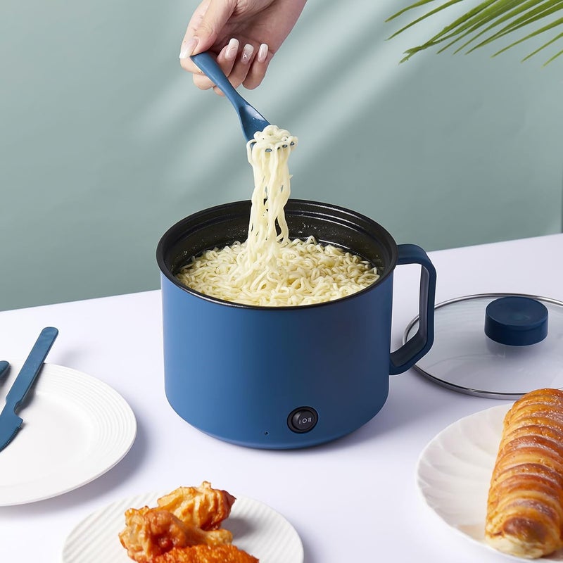 Romooa 2 Pcs 1.8l Electric Ramen Cooker Hot Pot Electric Dual Power Noodle Cooker, Boil Dry Protection, Nonstick, Multifunctional Lazy Pot for Cooking Pasta, Noodles, Egg, Dorm Home Travel 7x3.15 - Image 5